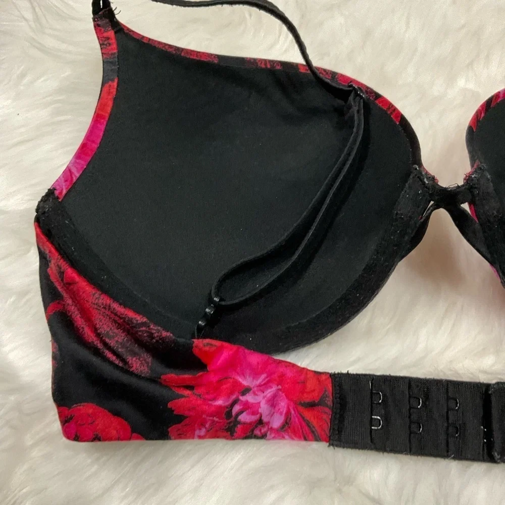 Very Sexy Victorias Secret Floral Black and Red Bra Set